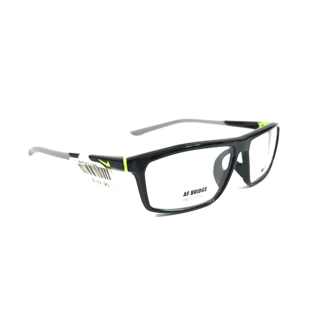 Nike Eyeglasses Frames 7083 UF 001 Black Gray Rectangle Full Rim 56-13-140